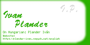 ivan plander business card