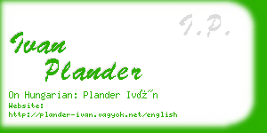 ivan plander business card